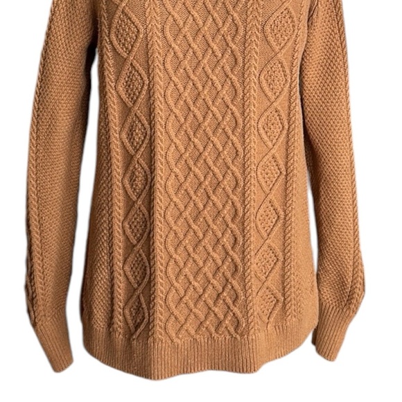 J. CREW Cable Knit Sweater Cotton Fisherman Chunky Tan, Size Small - Picture 7 of 15